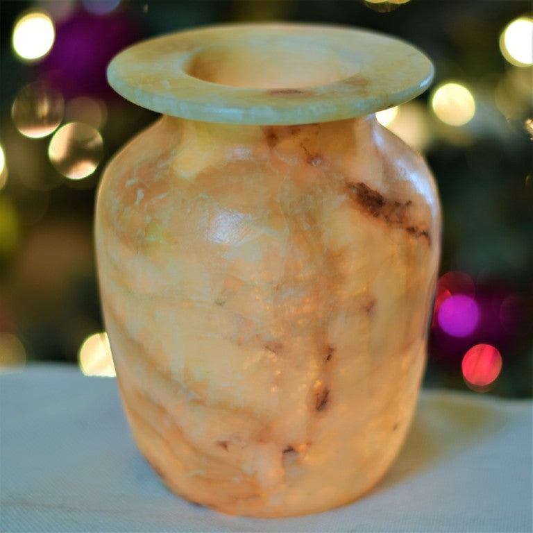 020500101184-Handmade Egyptian Musium Replica Oriental Alabaster (Marmar) Hand carved Vase 6 inch; Christmas gift