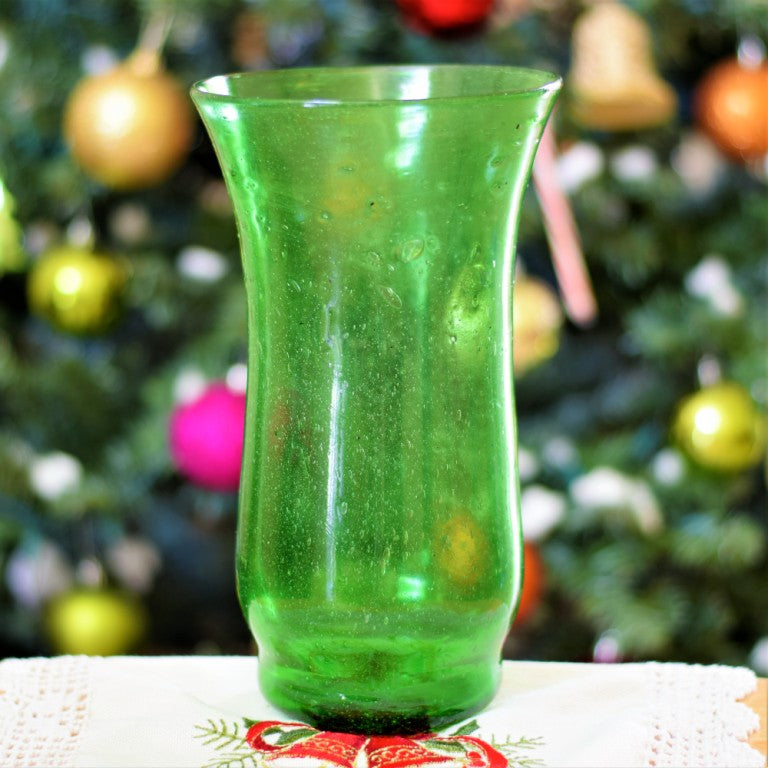 082000411019-Handmade Recycled blown Glass Vase 11 Inch - Light Green 11019-001; Christmas gift