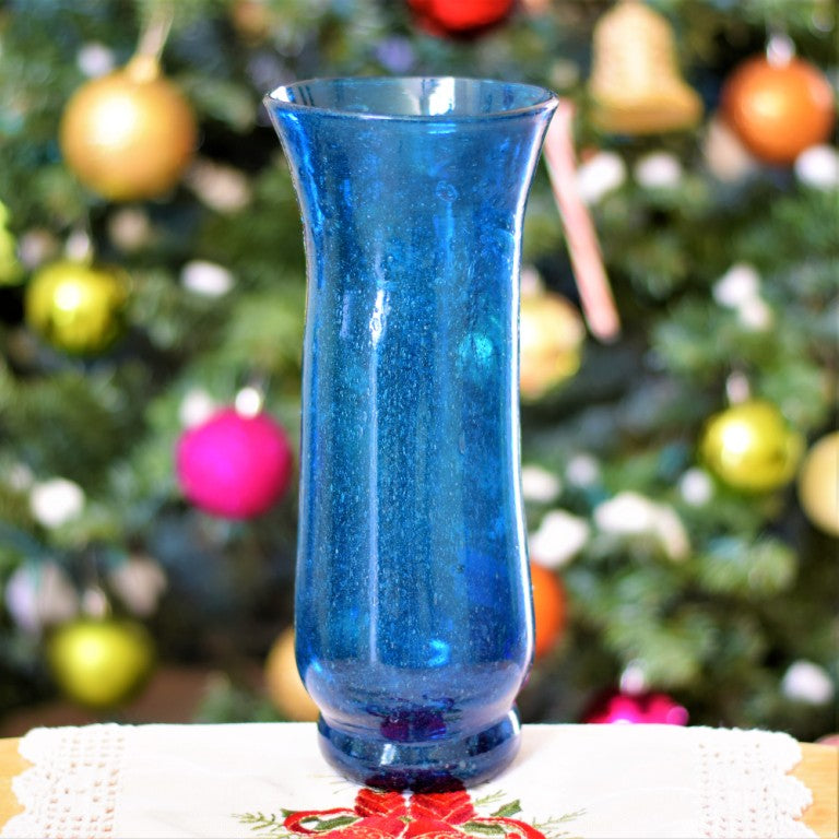 082000411107-Handmade Recycled blown Glass Vase 16 Inch - Dark Blue 11107-001; Christmas gifts