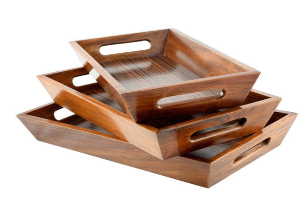 121501391076 Handmade Asersus Wood (Sarsou Wood) Serving Tray Set