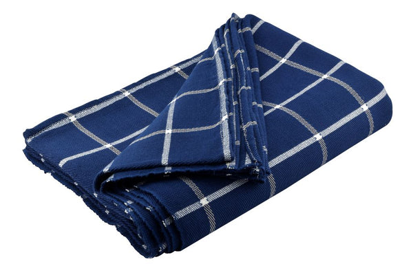 142400021023-01 Handmade Egyptian Cotton Blanket 94*64 Inch - & Pillow cover – Dark Blue