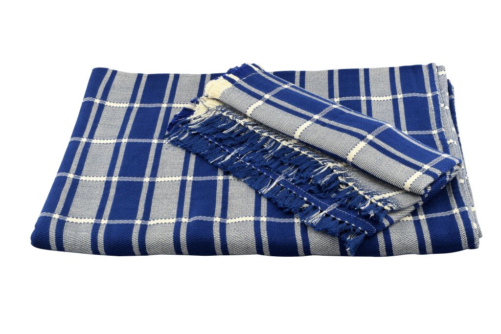 142400021023-02 Handmade Egyptian Cotton Blanket 94*64 Inch - & Pillow cover – Blue