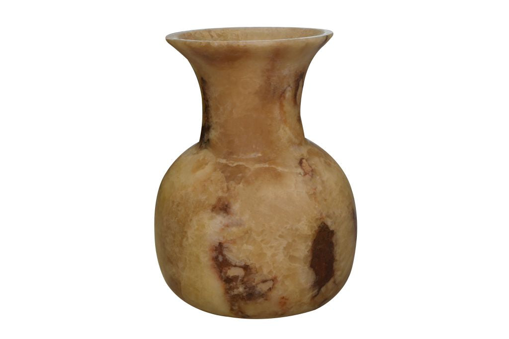 020500101102-Handmade Egyptian Museum Replica Oriental Alabaster (Marmar) Hand carved Vase 10 inch