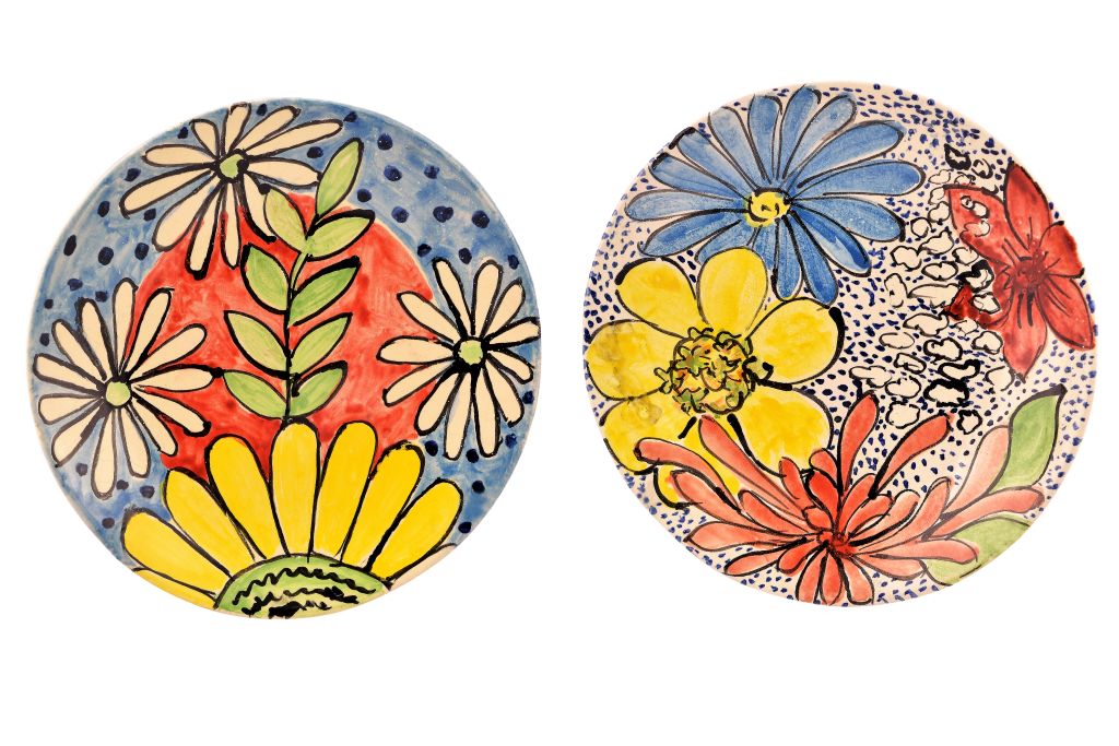 Handmade Pottery (Earthenware) Dish - Modern Flower 1&2